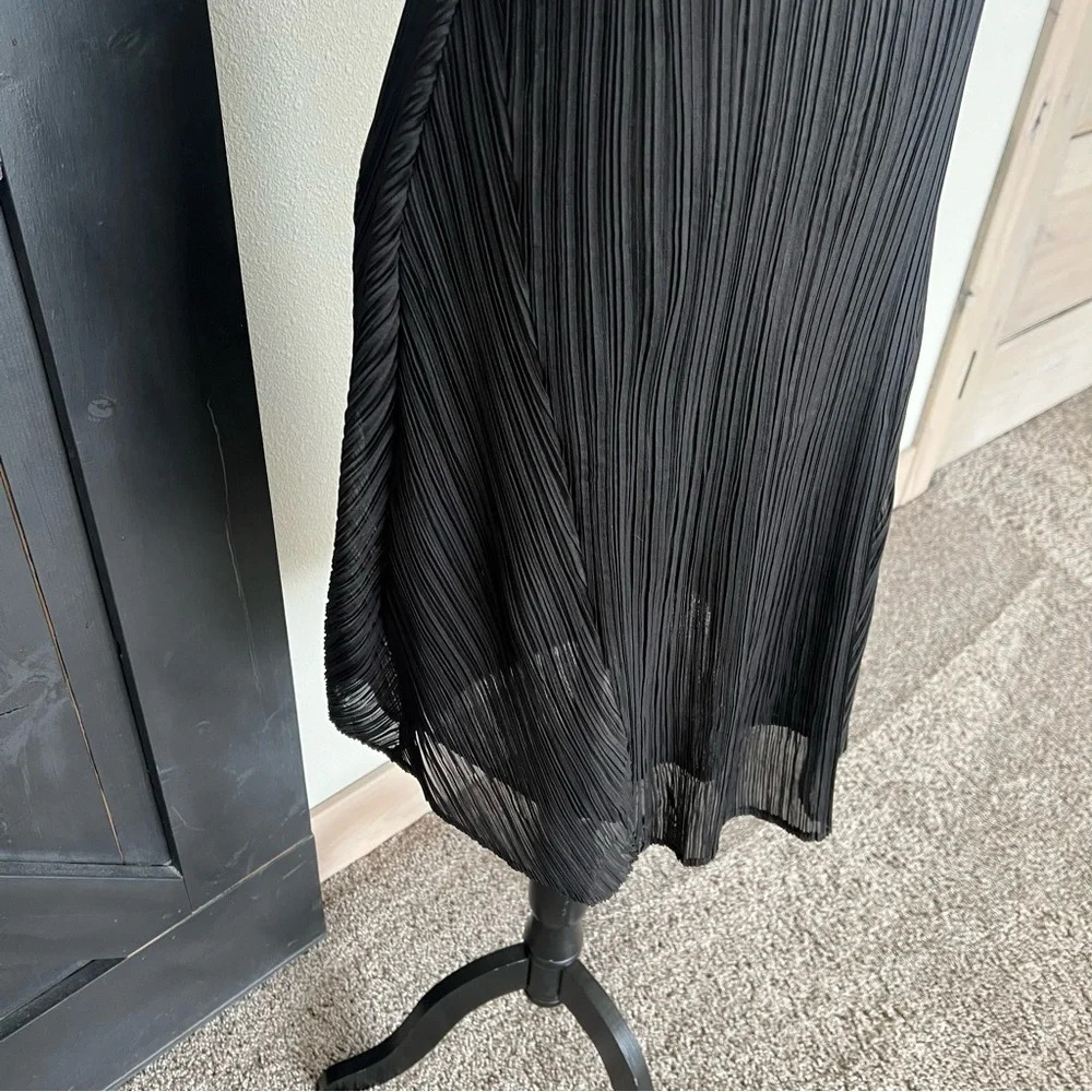 NWOT ALQUEMA Black Midi Dress Bohemian Casual Satin Women’s 8 - Picture 4 of 11